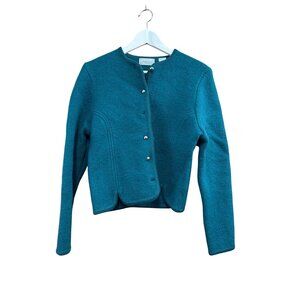 Laura Jean Womens Teal Wool Cardigan Sweater Size 5/6 Button Front